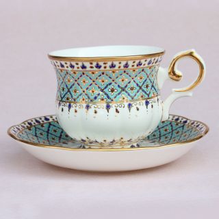 Siam Benjarong Porcelain Pottery Cup Of Coffee & Saucer Hand Painted Sb016 Thai