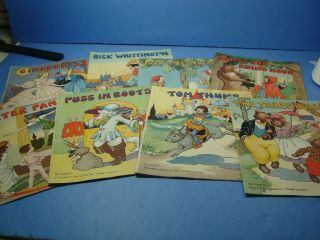 Vintage Childs Fairytale Library Box With 8 Books Platt & Munk