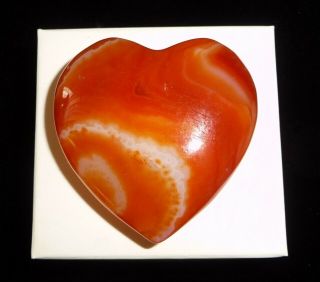Dino: Banded Carnelian Agate Polished Heart Stone,  Brazil - 32 Grams