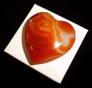 Dino: Banded Carnelian Agate Polished Heart Stone,  Brazil - 32 grams 3