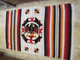 VINTAGE HAND WOVEN MEXICAN SOUTHWEST NATIVE AMERICAN BLANKET 6 - 12 X 4 FT RUG 908 2