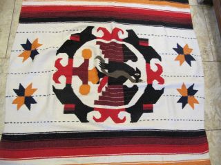 VINTAGE HAND WOVEN MEXICAN SOUTHWEST NATIVE AMERICAN BLANKET 6 - 12 X 4 FT RUG 908 4