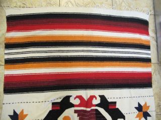 VINTAGE HAND WOVEN MEXICAN SOUTHWEST NATIVE AMERICAN BLANKET 6 - 12 X 4 FT RUG 908 5