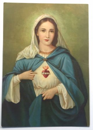 The Immaculate Heart Of Mary,  Vintage Holy Devotional Prayer Card