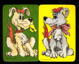 Vintage Swap Cards - Cute Retro Dogs Pair (blank Backs)