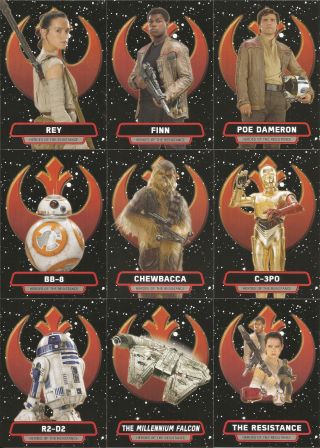 2015 Topps Star Wars: Journey To The Force Awakens Heroes Of The Resistance Set