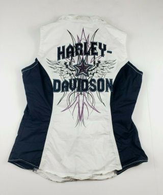 Harley Davidson Embroidered Biker Vest Zip Up Women 