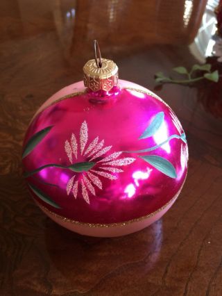 Large Ball Round Glass Christmas Ornament Made In Poland