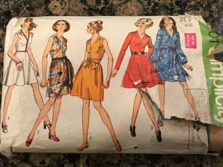 1960s Simplicity Sewing Pattern 8701 Misses Retro Mini Dress Size 12 Cut Rare