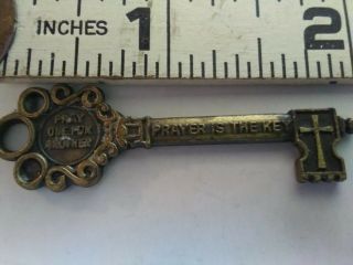 Prayer Is The Key Vintage Brass Skeleton Key Pendant Necklace