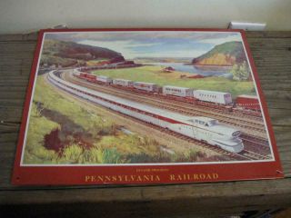 Rare Dynamic Progress Pennsylvania Railroad Trains Tin Sign Wall Art