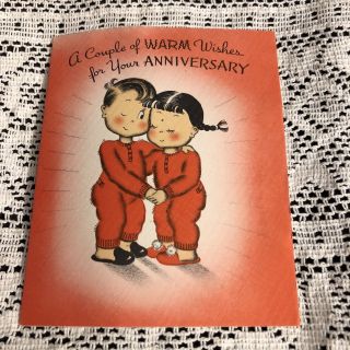 Vintage Greeting Card Anniversary Couple Pj’s Susie Q Norcross