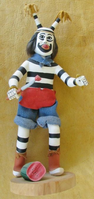 Koshari Clown Kachina Doll Signed By Emit Calvin 11 3/4 