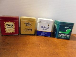 4 Vintage Tobacco Tins Whitehall,  London Dock,  Greenbrier,  Brush Creek -