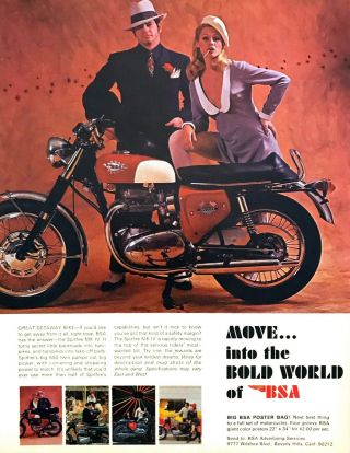 1968 Bsa Spitfire Mark Iv Motorcycle Photo " Great Getaway Bike " Vintage Print Ad