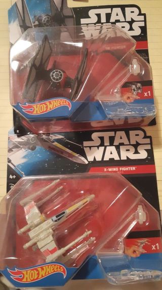 Star Wars Hot Wheels X - Wing Red 5 And Tie Fighter On Card