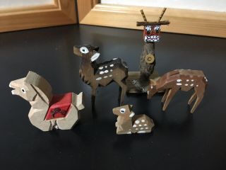 Japanese Mini Carved Wooden Deers,  Horse,  Demon - 4 - 8cm