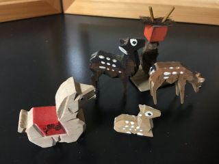 Japanese mini carved wooden Deers,  horse,  demon - 4 - 8cm 2