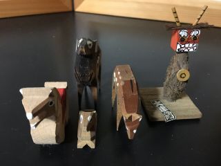 Japanese mini carved wooden Deers,  horse,  demon - 4 - 8cm 3