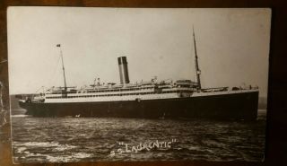 White Star Line Laurentic Postcard C1910 Likely Sea Trials By Davidson