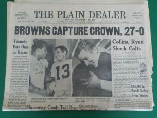 Vintage The Plain Dealer Dec 28,  1964 - Browns Capture Crown 27 - 0 (mh)