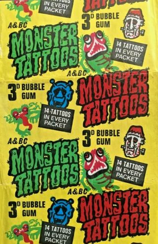 A&bc 3d Monster Tattoos Gum Wax Wrapper In Flawed But Sharp Complete