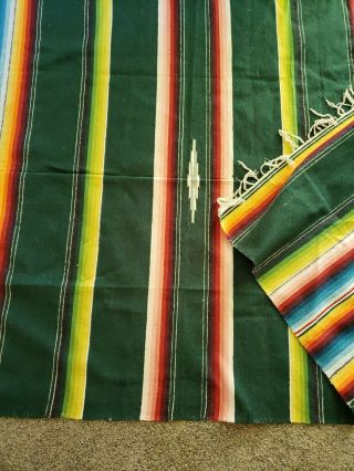 Vintage Mexican Colorful Striped Woven Wool Saltillo Serape Blanket 48 