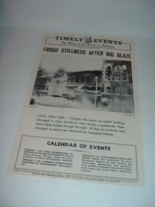 1948 Timely Events Newspaper Poster Frigid Stillness After Big Blaze Utica Ny
