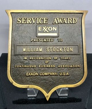 10 Year Exxon Service Award Plaque Vintage Rare Oil Gas Petroleum Sign Signage