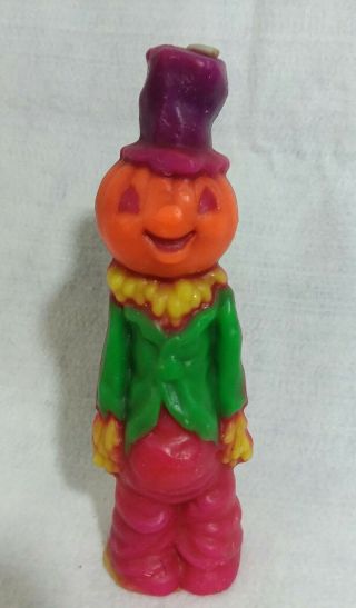 Vintage Halloween Tall Candle Pumpkin Fall Scarecrow Gurley Heirloom Rare