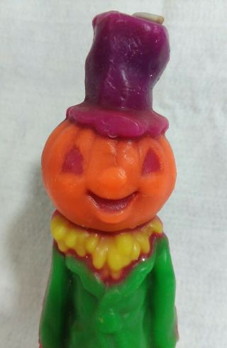 Vintage Halloween Tall Candle Pumpkin Fall Scarecrow Gurley Heirloom Rare 2