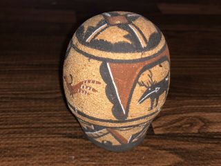 Vintage Zuni Pueblo Pottery Ornament / Pot With Heartline Deer 2
