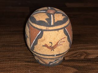 Vintage Zuni Pueblo Pottery Ornament / Pot With Heartline Deer 3