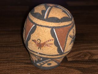 Vintage Zuni Pueblo Pottery Ornament / Pot With Heartline Deer 6