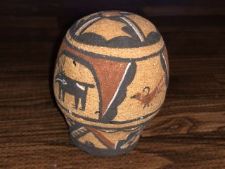 Vintage Zuni Pueblo Pottery Ornament / Pot With Heartline Deer 7