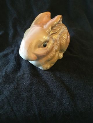 Vintage Glazed Ceramic Bunny Rabbit Figurine,  4 " L