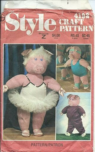 S 4192 Sewing Pattern Pig Hog Doll & Clothes Sew Leotard Ballet Dress Tutu Shoes