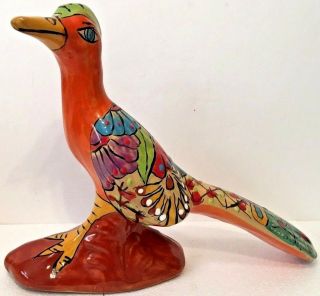 17 " Mexican Talavera Pottery Roadrunner Bird Southwest Animal Figure Folk Art