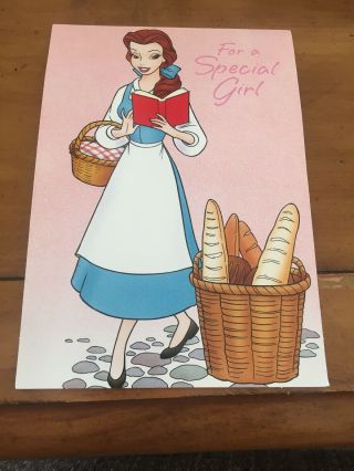 Vtg Darling 1992 Disney Belle Stand Up Birthday Gibson Greeting Card Usa Rare