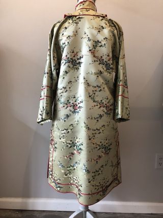 Vintage Golden Floral Hand Embroidered Lined Silk Robe Silk Kimono 3