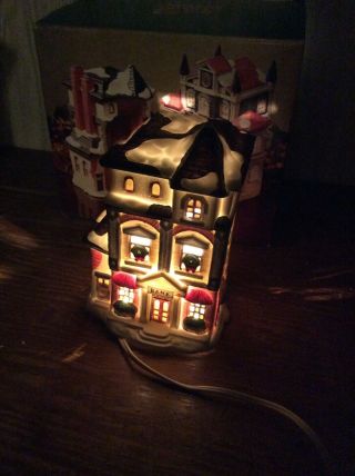 Grandeur Noel Lighted Porcelain Christmas Village Bank 1994 Vintage Retired 5