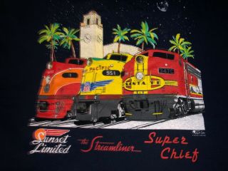 The Sunset Limited The Streamliner & Chief Train Engines T Shirt Xlarge