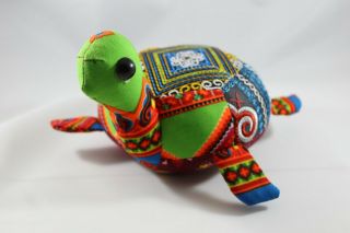 Quilted Turtle Shape Pin Cushion Folk Art Hand Craft Sewing Tool Multi Color