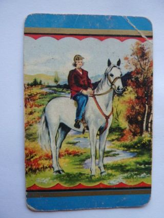 Coles Girl On Horse 1 Single Vintage Swap Playing Card