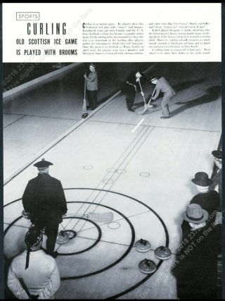 1941 Curling Sports Game Broom Stone 7 Photo Vintage Print Article