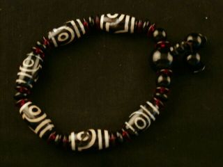 Good Quality Tibetan Agate Dzi 2eyed Beads Prayer Bracelet S121