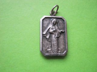 Antique French Religious Pendant Medal,  Our Lady Of Medugorje Apparition