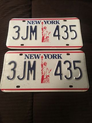 Vintage York Lady Liberty License Plates Expired Set Of 2 - 1990 