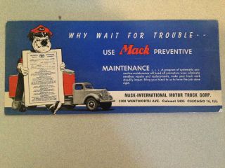 Early Mack Truck Maintenance Ink Blotter Advertisement
