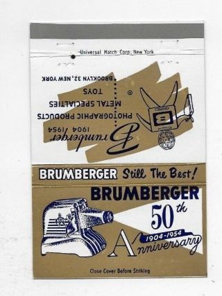 1954 Matchbook Cover Brumberger Products Brooklyn Ny Photographic Supplies S5832